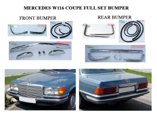Mercedes W116 EU style stainless steel bumpers 1972-1981